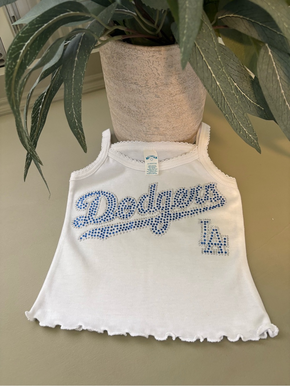 Girls' Dodger Blue & Silver Rhinestone Tank Top 6-9 Months